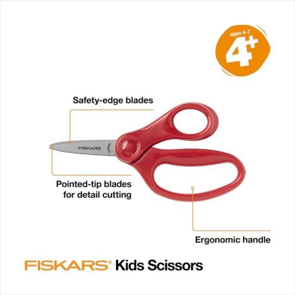 Fiskars 5" Pointed-Tip Scissors for Kids 4-7 (3-Pack), Right Handed Scissors - Picture 4 of 6